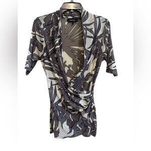 Karen Kane Sheer Abstract Patterned  Wrap Top Size Large